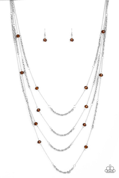 Paparazzi Accessories Open For Opulence - Brown Necklace & Earrings 