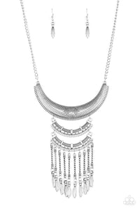 Paparazzi Accessories Eastern Empress - Silver Necklace & Earrings 