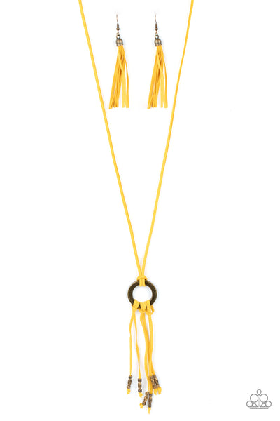 Paparazzi Accessories Feel at HOMESPUN - Yellow Necklace & Earrings 