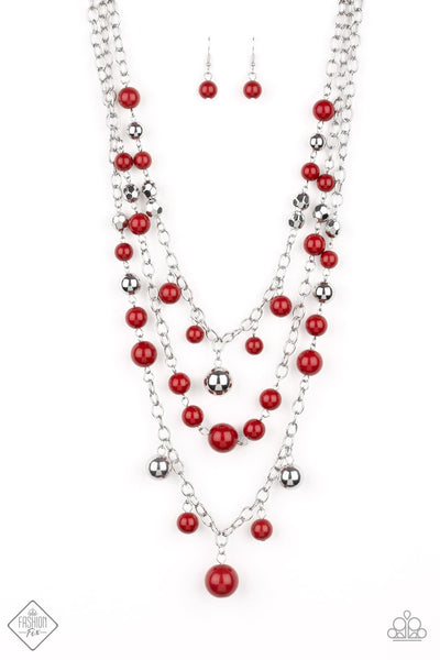 Paparazzi Accessories The Partygoer - Red Necklace & Earrings 