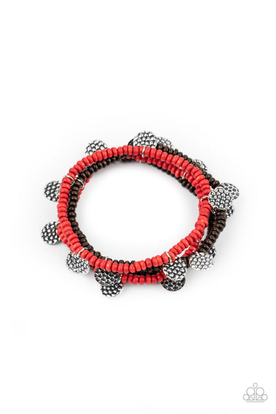 Paparazzi Accessories WOODnt Count It - Red Bracelet 