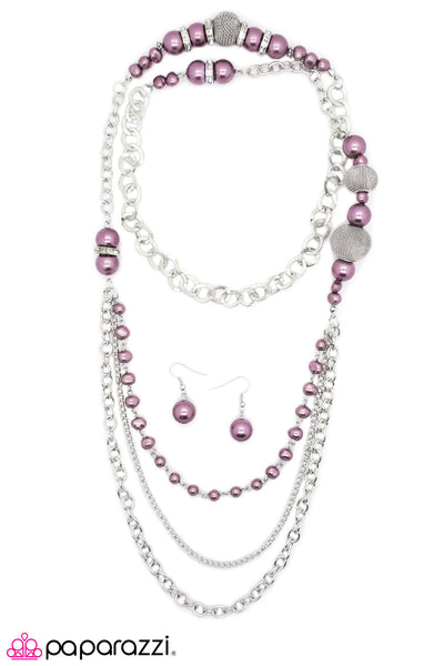 Paparazzi Accessories Enmeshed In Elegance - Purple Necklace & Earrings 