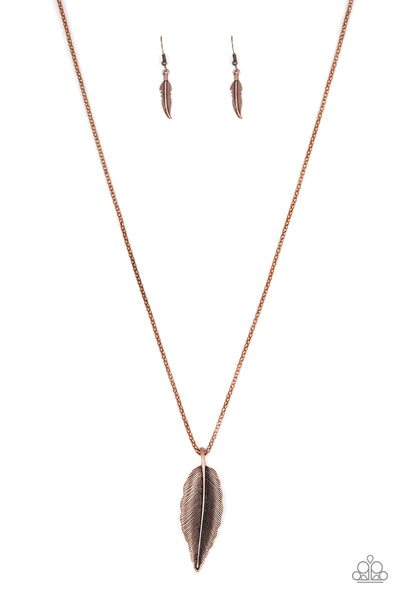 Paparazzi Accessories Feather Forager - Copper Necklace & Earrings 