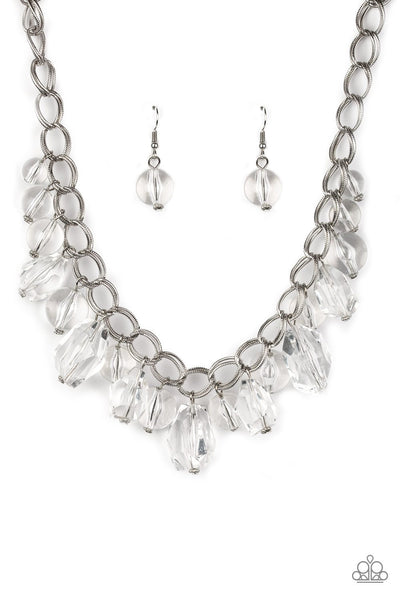 Paparazzi Accessories Gorgeously Globetrotter - White Necklace & Earrings 