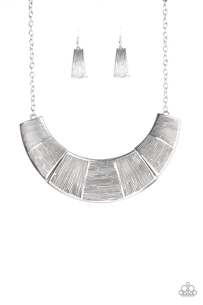 Paparazzi Accessories More Roar - Silver Necklace & Earrings 