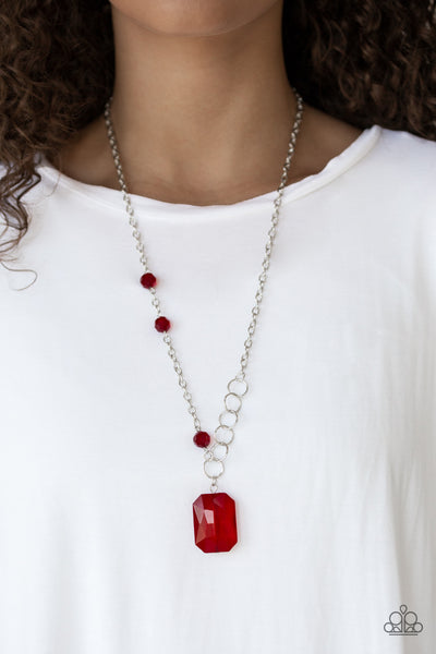 Paparazzi Accessories Never a Dull Moment - Red Necklace & Earrings 