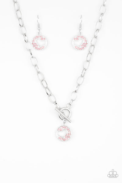 Paparazzi Accessories Heartbeat Retreat - Pink Necklace & Earrings 