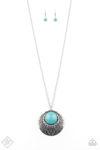 Paparazzi Accessories Medallion Meadow Blue Necklace & Earrings