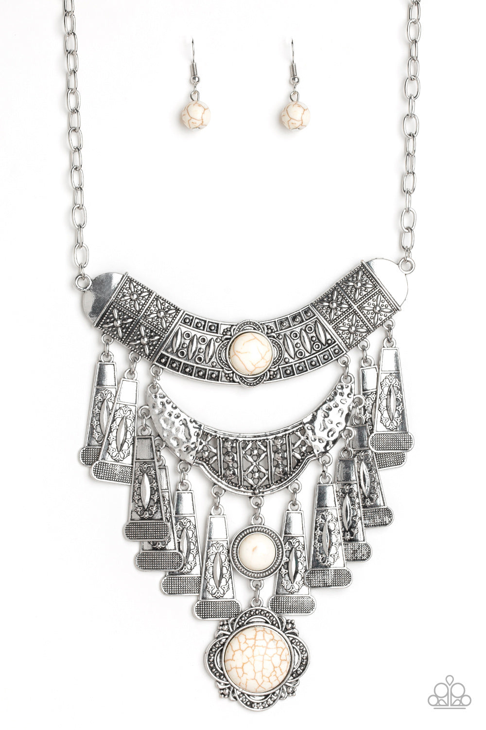 Paparazzi Accessories Sahara Royal - White Necklace & Earrings 