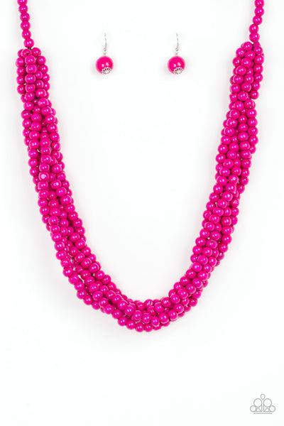 Paparazzi Accessories Tahiti Tropic - Pink Necklace & Earrings 