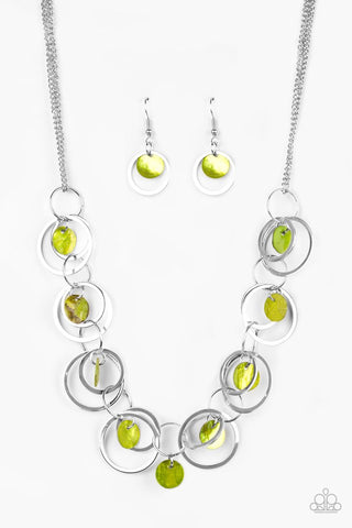 Paparazzi Accessories A Hot SHELL-er - Green Necklace & Earrings 