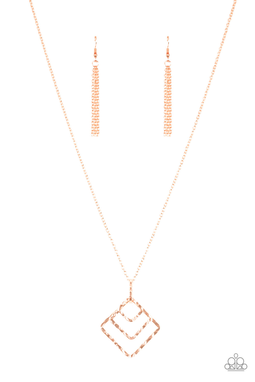 Paparazzi Accessories Square It Up - Copper Necklace & Earrings 