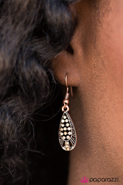 Paparazzi Accessories Dropping Perfection - Copper Earrings