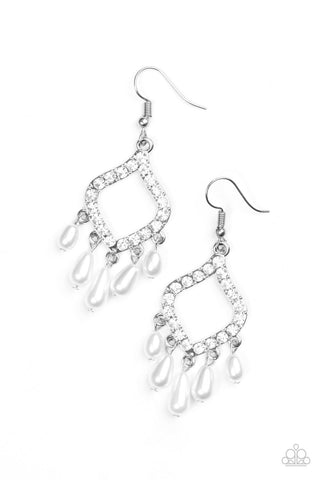 Paparazzi Accessories Divinely Diamond - White Earrings 