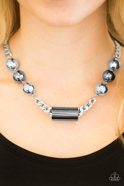 Paparazzi Accessories All About Attitude - Silver Necklace & Earrings 