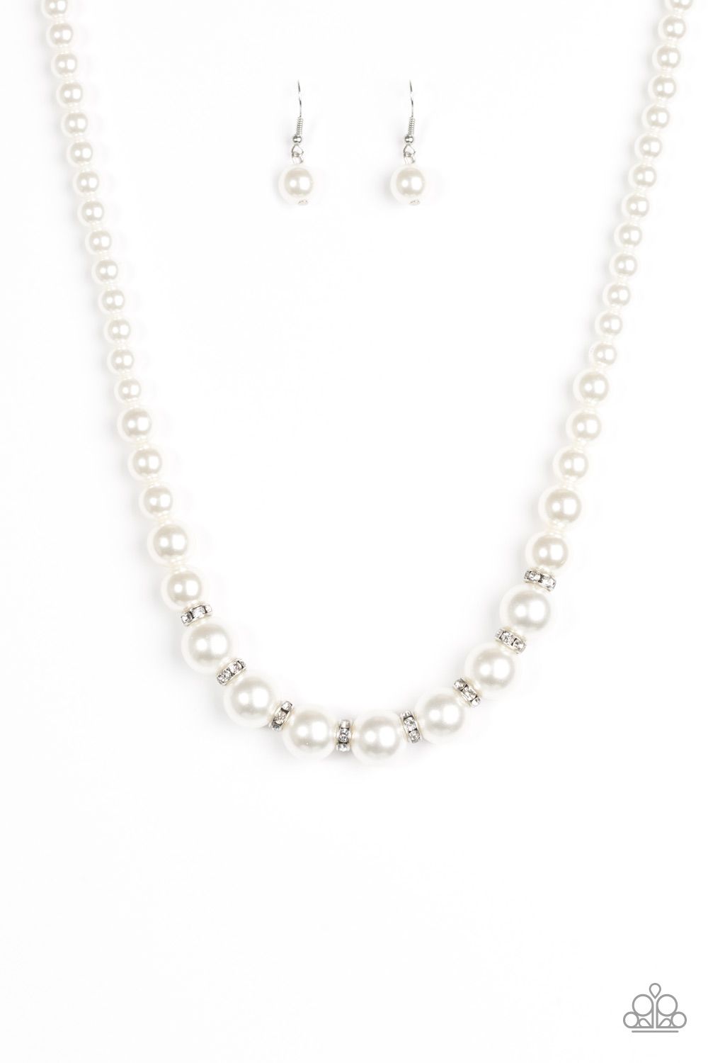 Paparazzi Accessories Showtime Shimmer White Necklace Necklace & Earrings 