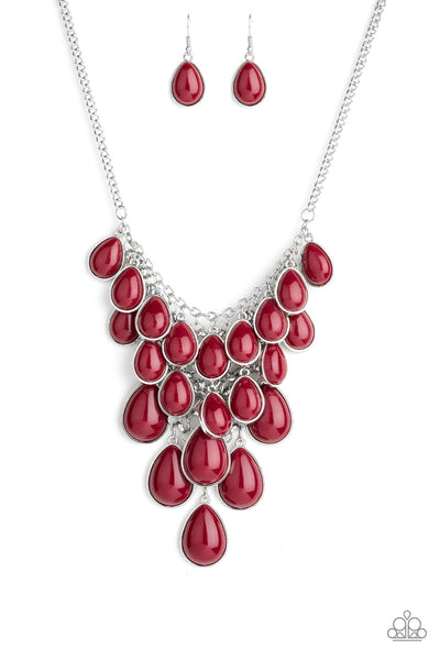 Paparazzi Accessories Shop Til You TEARDROP - Red Necklace & Earrings 