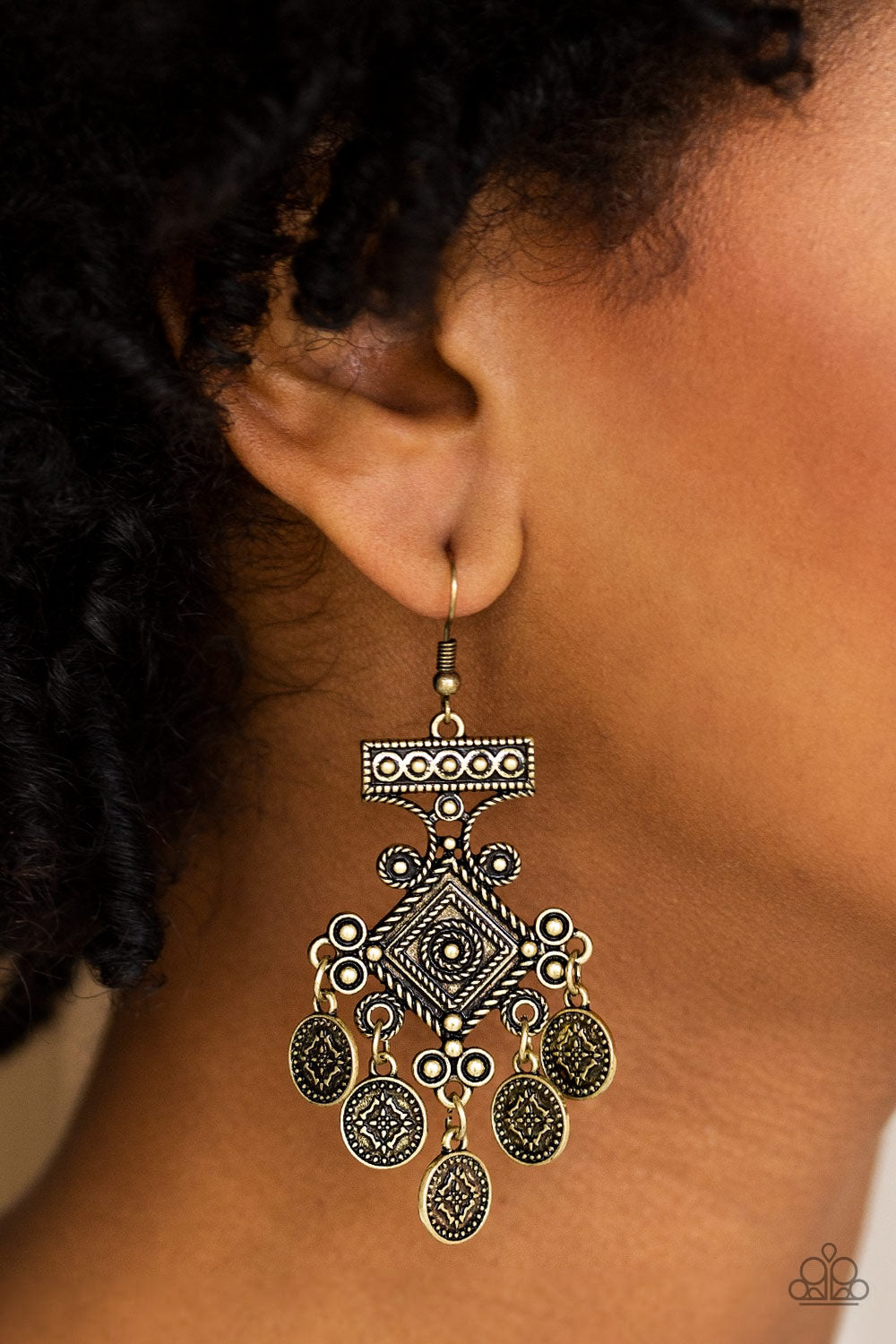 Paparazzi Accessories Unexplored Lands - Brass Earrings 