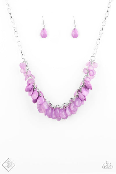 Paparazzi Accessories Colorfully Clustered Purple Necklace & Earrings 