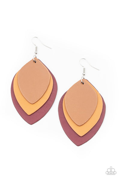 Paparazzi Accessories - Light as a LEATHER - Red Earrings