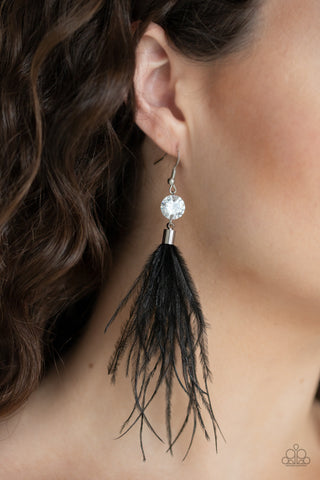 Paparazzi Accessories Feathered Flamboyance - Black Earrings 