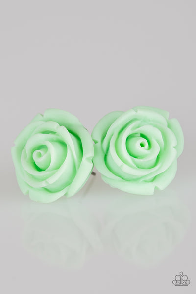 Paparazzi Accessories Rose Roulette - Green Earrings 