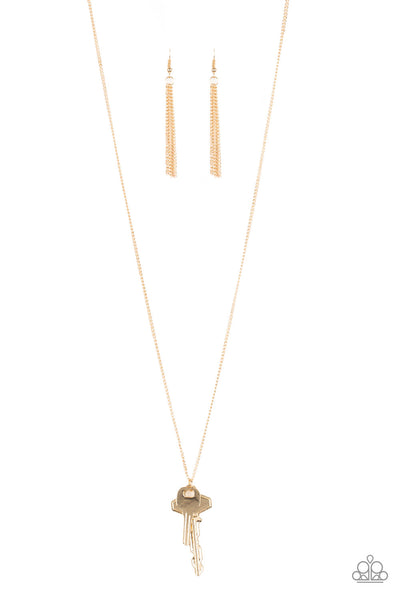 Paparazzi Accessories The Keynoter - Gold Necklace & Earrings 