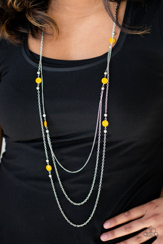 Paparazzi Accessories So SHORE Of Yourself - Yellow Necklace & Earrings 