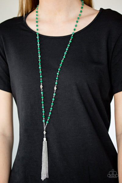 Paparazzi Accessories Tassel Takeover - Green Necklace & Earrings 
