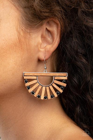 Paparazzi Accessories - Wooden Wonderland - Black Earrings 