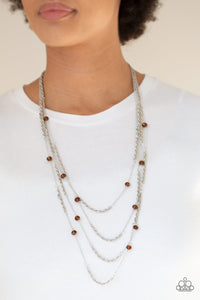 Paparazzi Accessories Open For Opulence - Brown Necklace & Earrings 