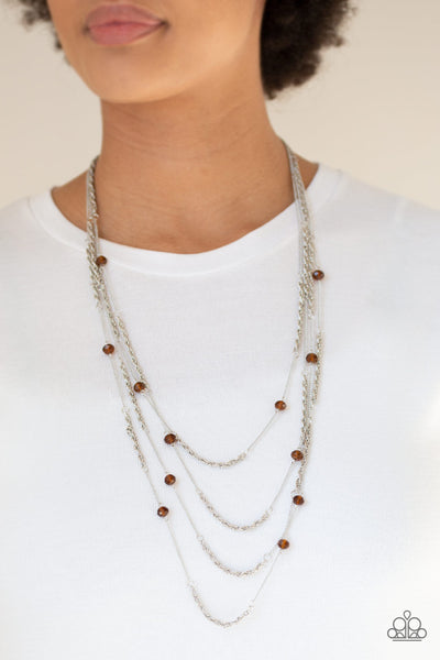 Paparazzi Accessories Open For Opulence - Brown Necklace & Earrings 