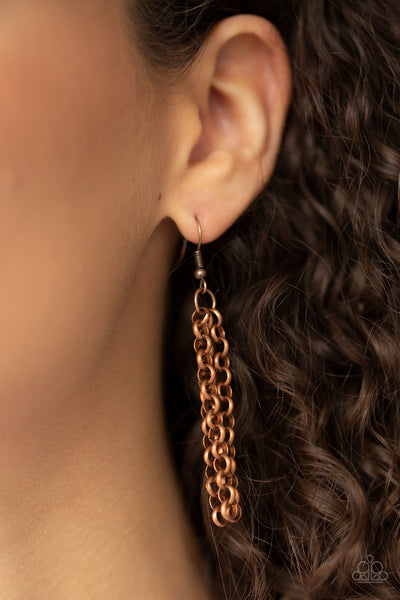 Paparazzi Accessories In The MANE-stream - Copper Necklace & Earrings 