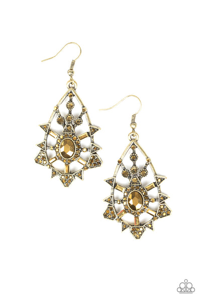 Paparazzi Accessories Gatsby Glimmer - Brass Earrings 