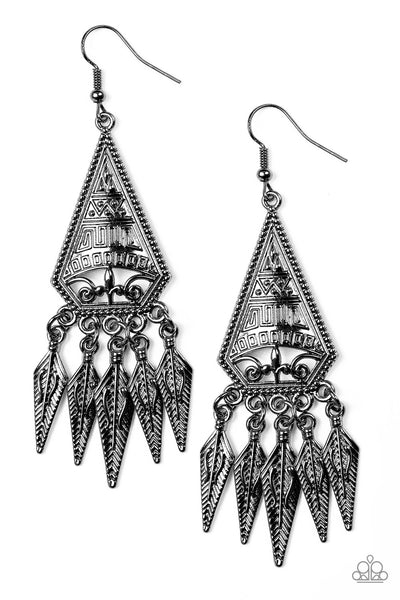 Paparazzi Accessories Me Oh MAYAN - Black Earrings 