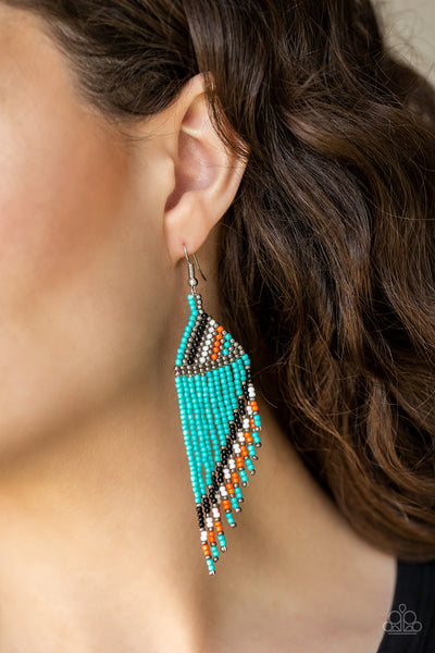 Paparazzi Accessories Bodaciously Bohemian - Blue Earrings 