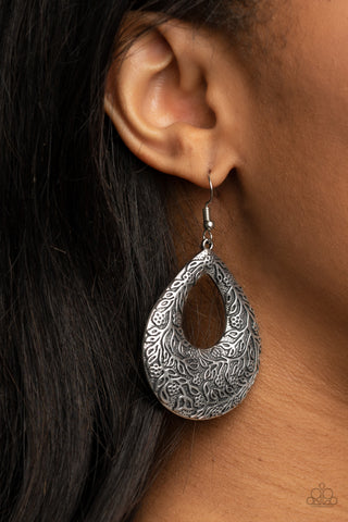 Paparazzi Accessories Flirtatiously Flourishing - Silver Earrings 