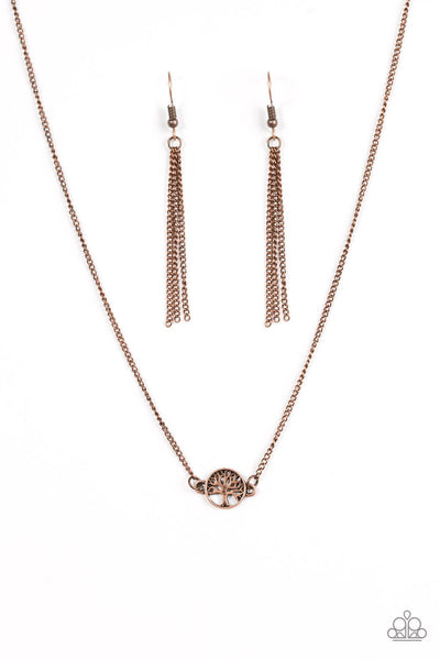 Paparazzi Accessories Treetop Trend - Copper Necklace & Earrings 