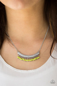 Paparazzi Accessories Fringe Fever- Green Necklace & Earrings 