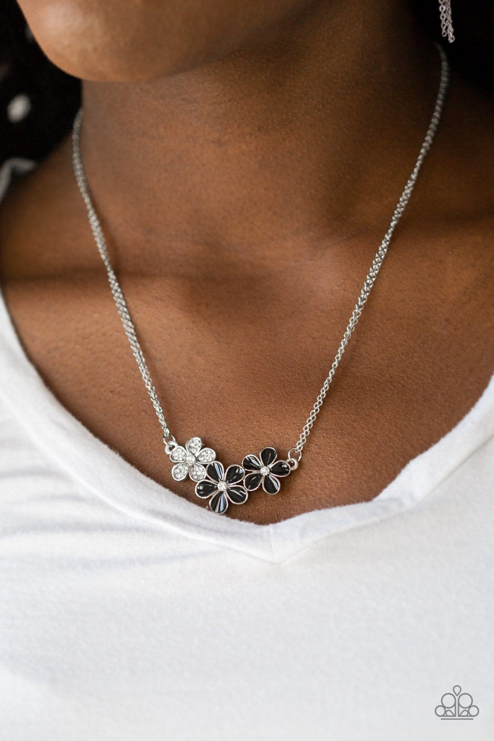 Paparazzi Accessories Hibiscus Haciendas - Black Necklace & Earrings 