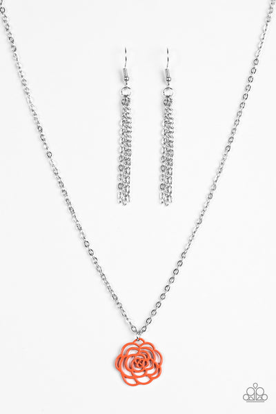 Paparazzi Accessories Blossom Bliss - Orange Necklace & Earrings 