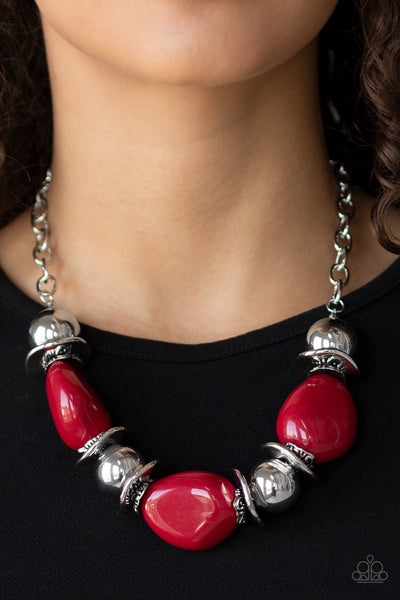 Paparazzi Accessories Vivid Vibes - Red Necklace & Earrings 