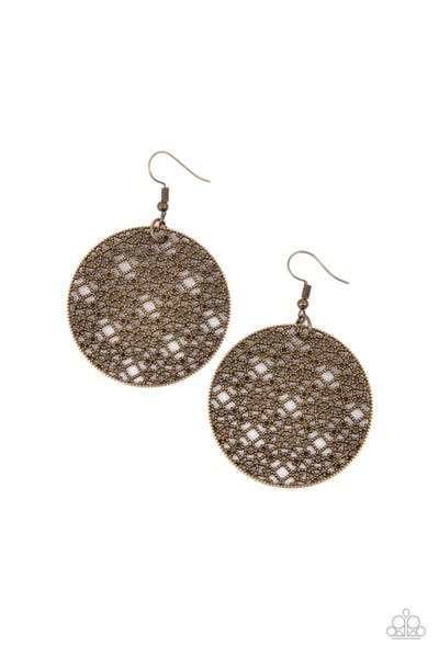 Paparazzi Accessories Metallic Mosaic - Brass Earrings 