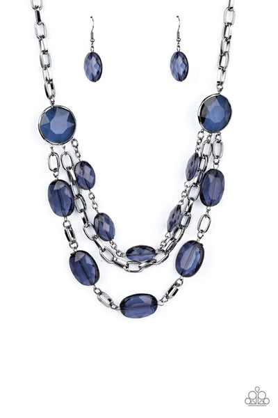 Paparazzi Accessories I Need a GLOW-cation - Blue Necklace & Earrings 