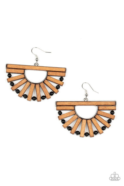 Paparazzi Accessories - Wooden Wonderland - Black Earrings 