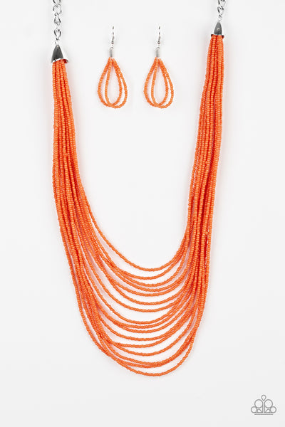 Paparazzi Accessories Peacefully Pacific - Orange Necklace & Earrings 