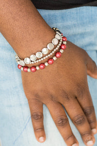 Paparazzi Accessories Girly Girl Glamour - Red Bracelet 
