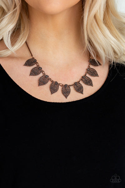 Paparazzi Accessories Leafy Lagoon - Copper Necklace & Earrings 