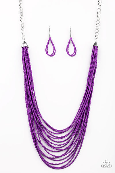 Paparazzi Accessories Peacefully Pacific - Purple Necklace & Earrings 