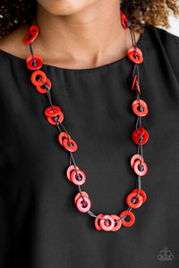Paparazzi Accessories Waikiki Winds - Red Necklace & Earrings 